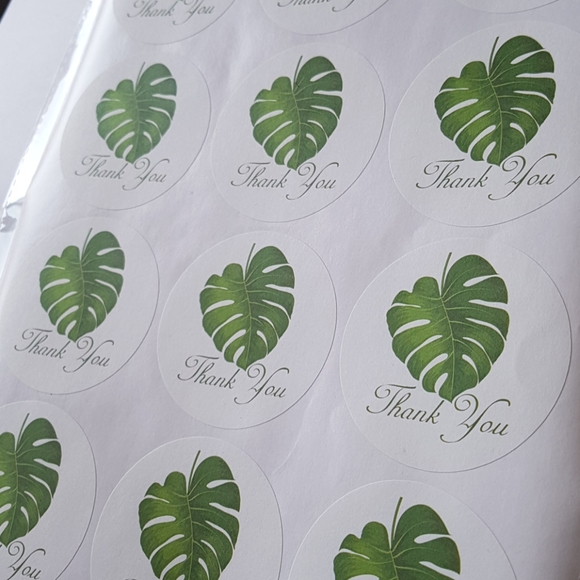 24 pcs Thank You Stickers Banana Leaf 2.5" Inches - Picture 6 of 8